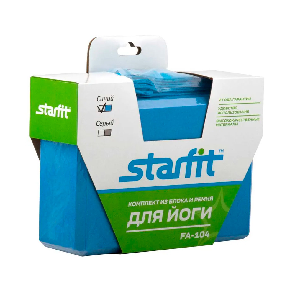 Комплект блок+ремень для йоги STARFIT