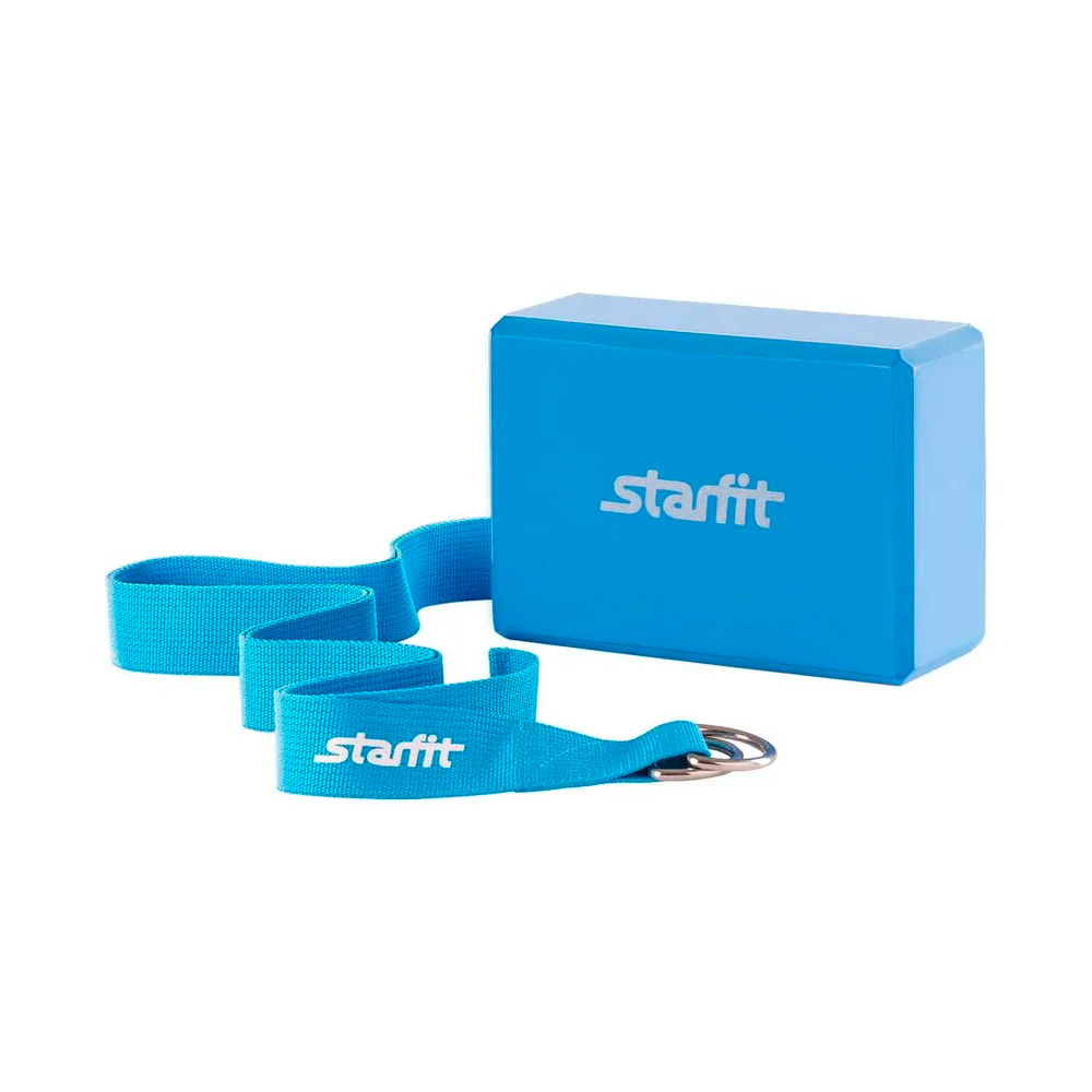 Комплект блок+ремень для йоги STARFIT